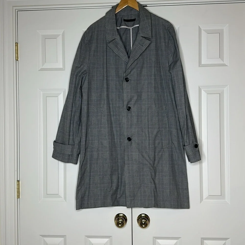UNIS Grey Plaid Trench Coat Sz44